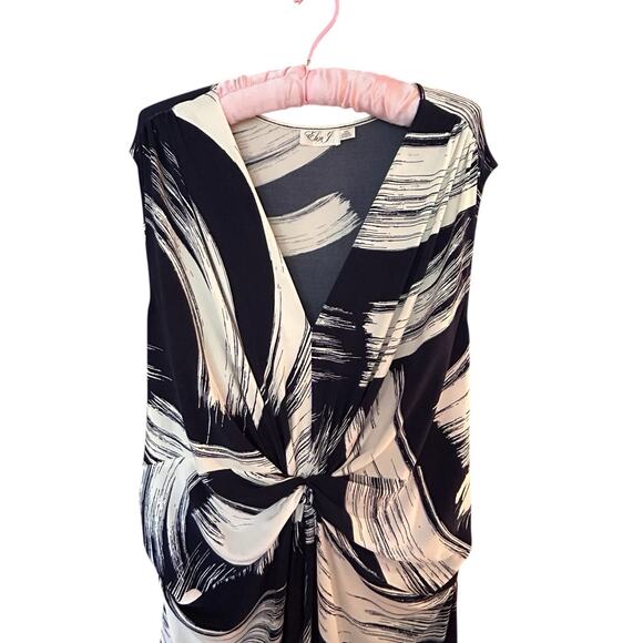 ELIZA J Women’s Blue White Jersey Knot Front Sleeveless Maxi Dress Plus Size 22 - Picture 2 of 10